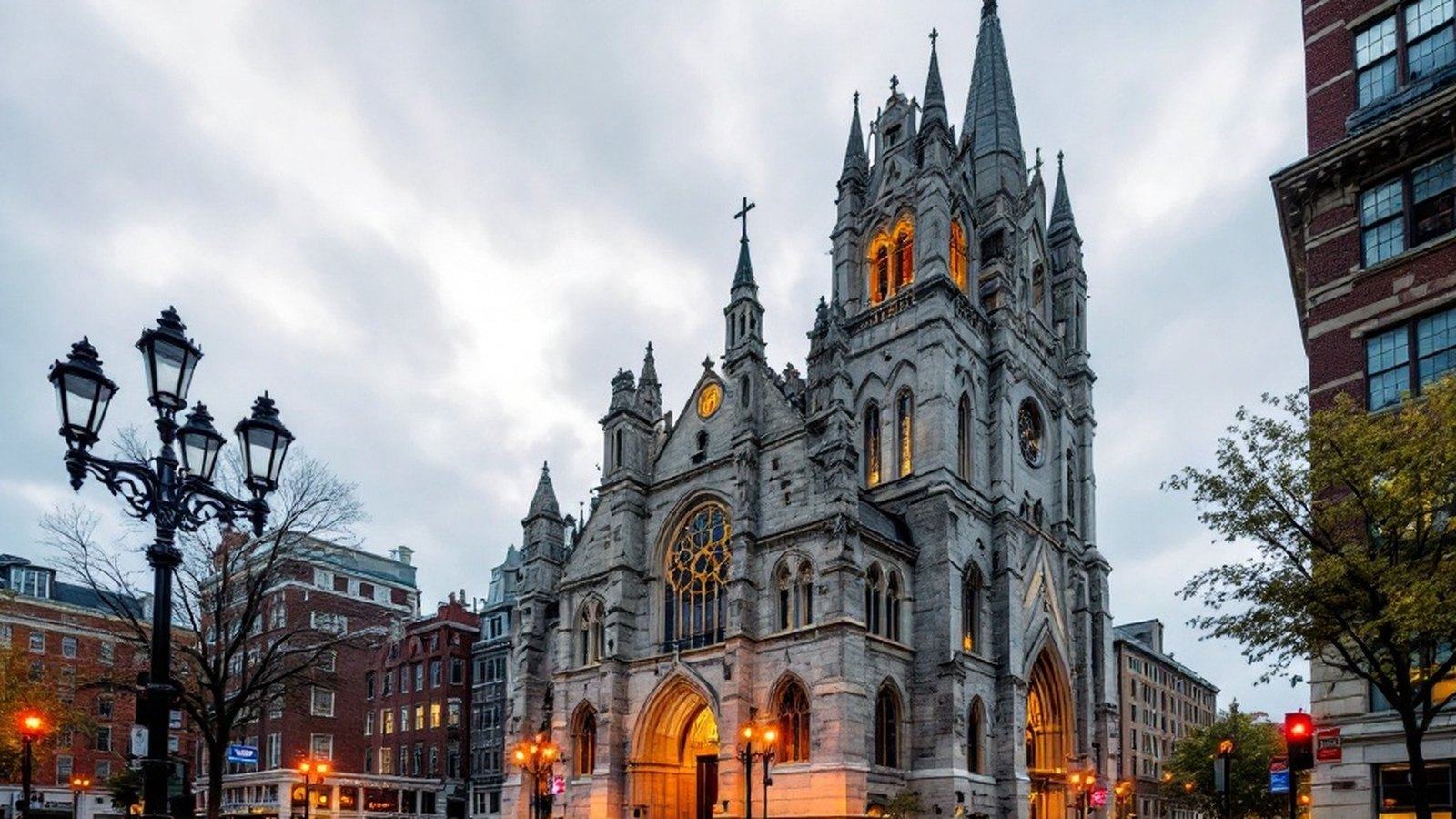 Cathedral of the Holy Cross exterior on Washington Street