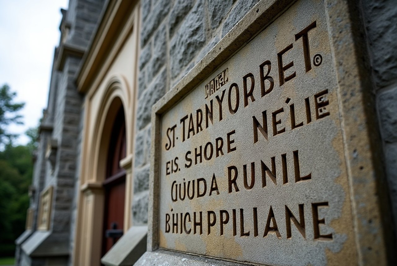 Parishioners' names carved into the cornerstone of St. Stanislaus Basilica, Chicopee