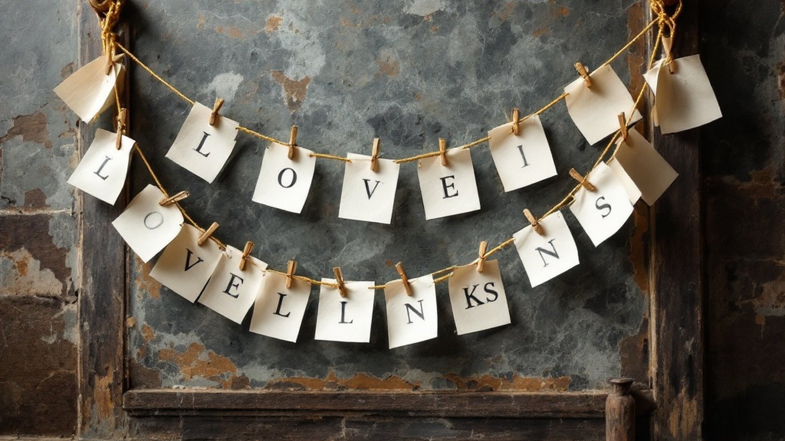 A completed paper Love Links chain on a classroom wall
